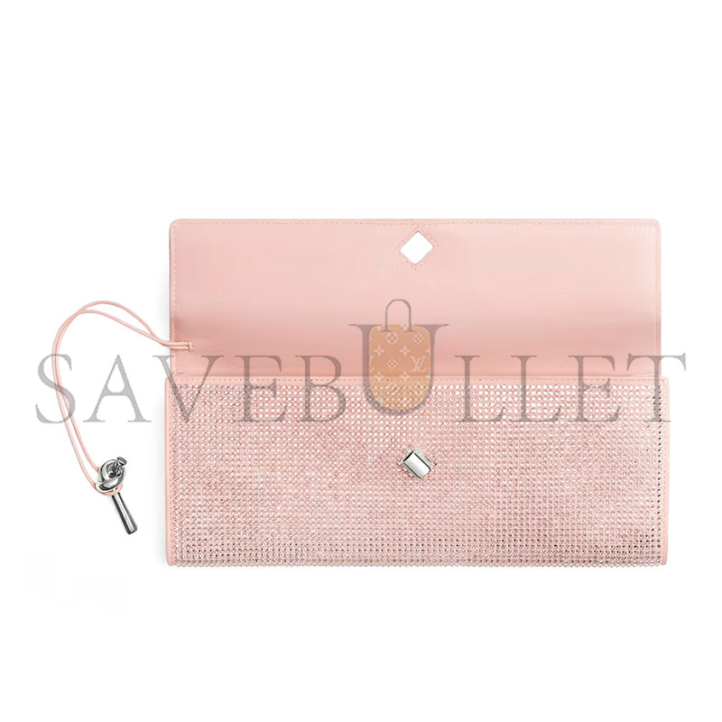 BOTTEGA VENETA LEATHER CRYSTAL-EMBELLISHED ANDIAMO CLUTCH BAG 844124  (33*13*3cm)